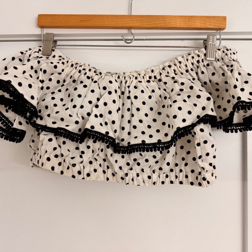 Polka Dot Black and White Off-Shoulder Top - Suboo
